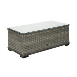 Coffee table GENEVA 105x51xH39cm, table top  5mm clear glass, aluminum frame with plastic wicker, color  grey