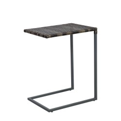 Side table WICKER 51x40xH65,5cmcm, table top  plastic wicker, color  dark brown, steel frame, color  grey