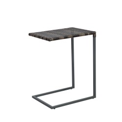 Side table WICKER 47,5x35xH63cm, table top  plastic wicker, color  dark brown, steel frame, color  grey