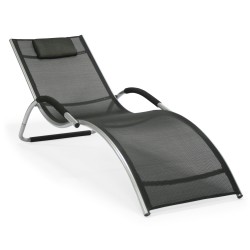 Deck chair BRIGO 177x65x73cm, seat  textiline, color  black, aluminum frame