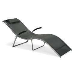 Deck chair BATYA 173x63x65cm, foldable, seat  textiline, color  grey, steel frame