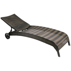 Deck chair WICKER 73x196x99cm, aluminum frame with plastic wicker, color  dark brown