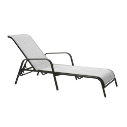 Deck chair DUBLIN 161x66,5xH48 100cm, seat and back rest  textiline, color  silver grey, steel frame, color  dark brown