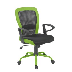Task chair LENO 60x57xH91 98,5cm, seat  fabric, color  grey, back  mesh  color  grey, green PU borders
